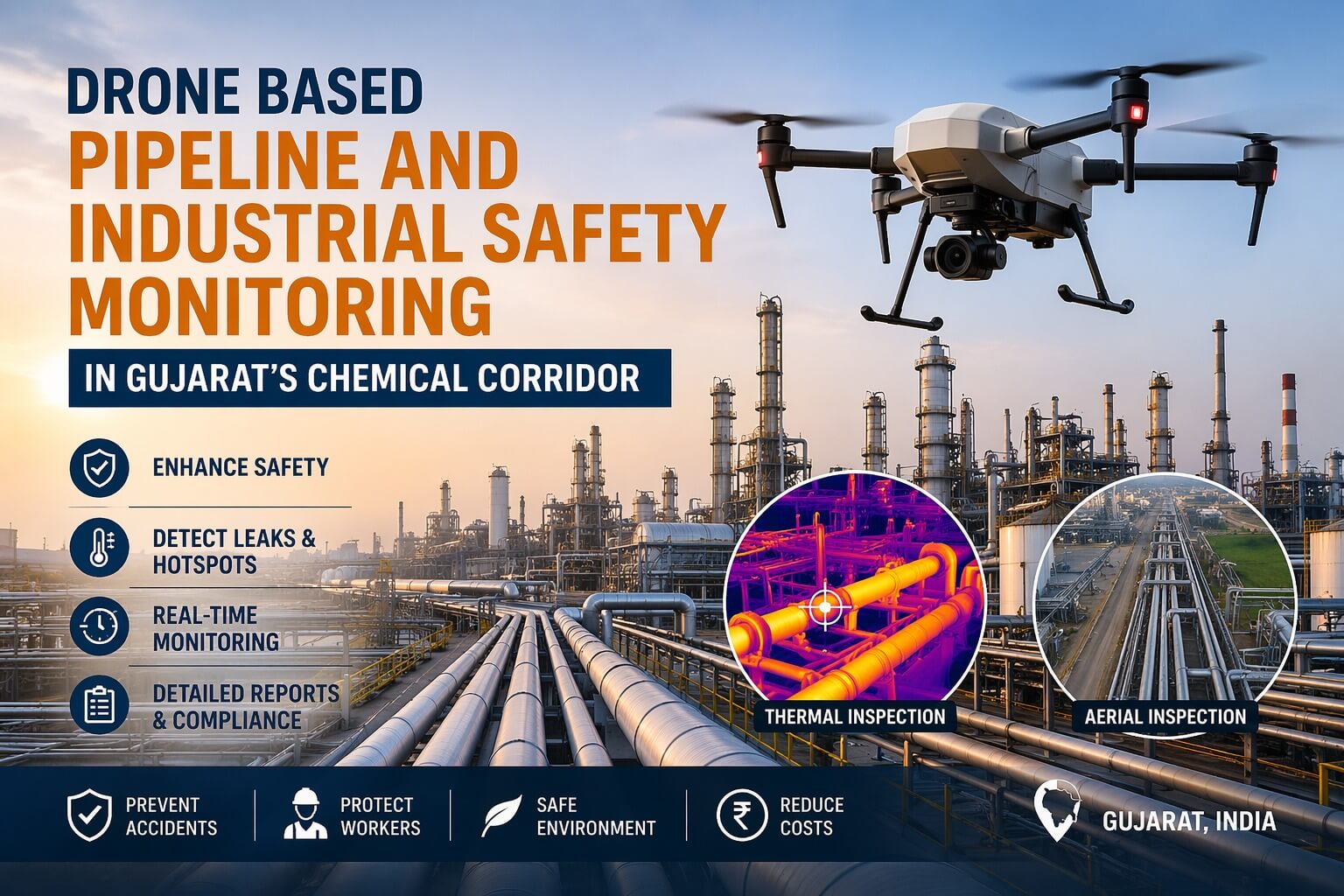 Industrial Drone Inspection in Gujarat | Pipeline & Safety Monitoring