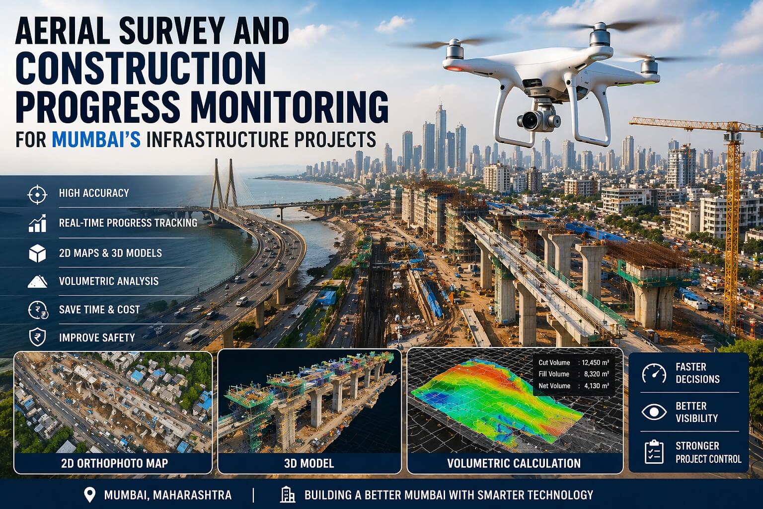 Drone Aerial Survey in Mumbai for Construction Progress Monitoring & 3D Mapping